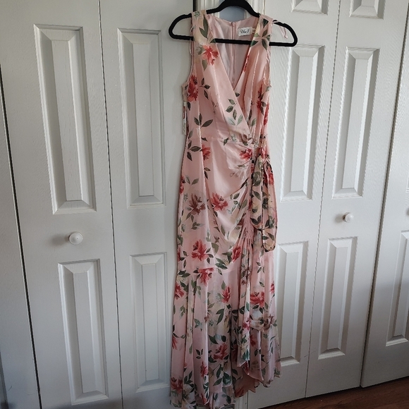 Eliza J Floral Gathered Dress Blush Sz 6 - Picture 5 of 15